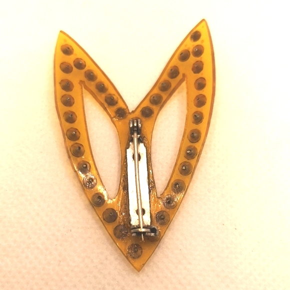 Vintage 1920's bakelite and rhinestone brooch - Picture 4 of 6